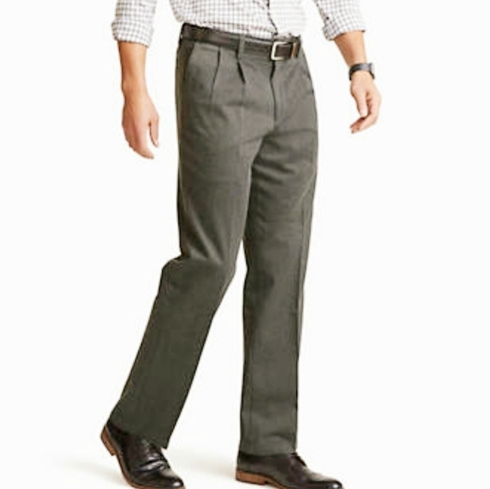 𝅺NEW! DOCKER'S Men's RECODE Heather Grey Relaxed Fit Classic Pleated Pant 38×34